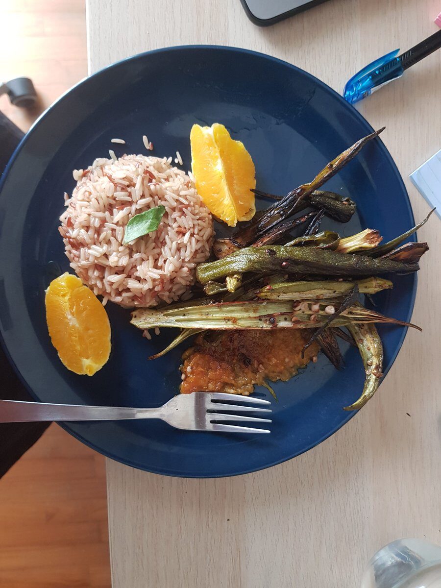 Okra with orange glaze