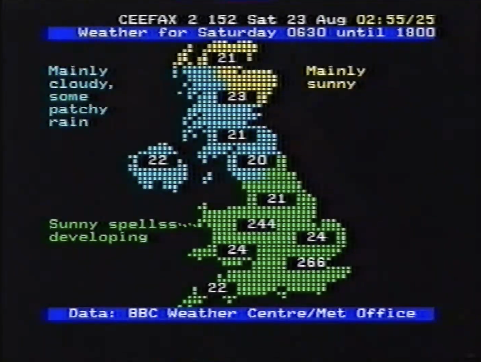 Ceefax weather map