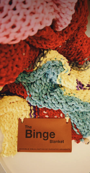 The Binge Blanket -- Netflix viewing habits as a knitted blanket