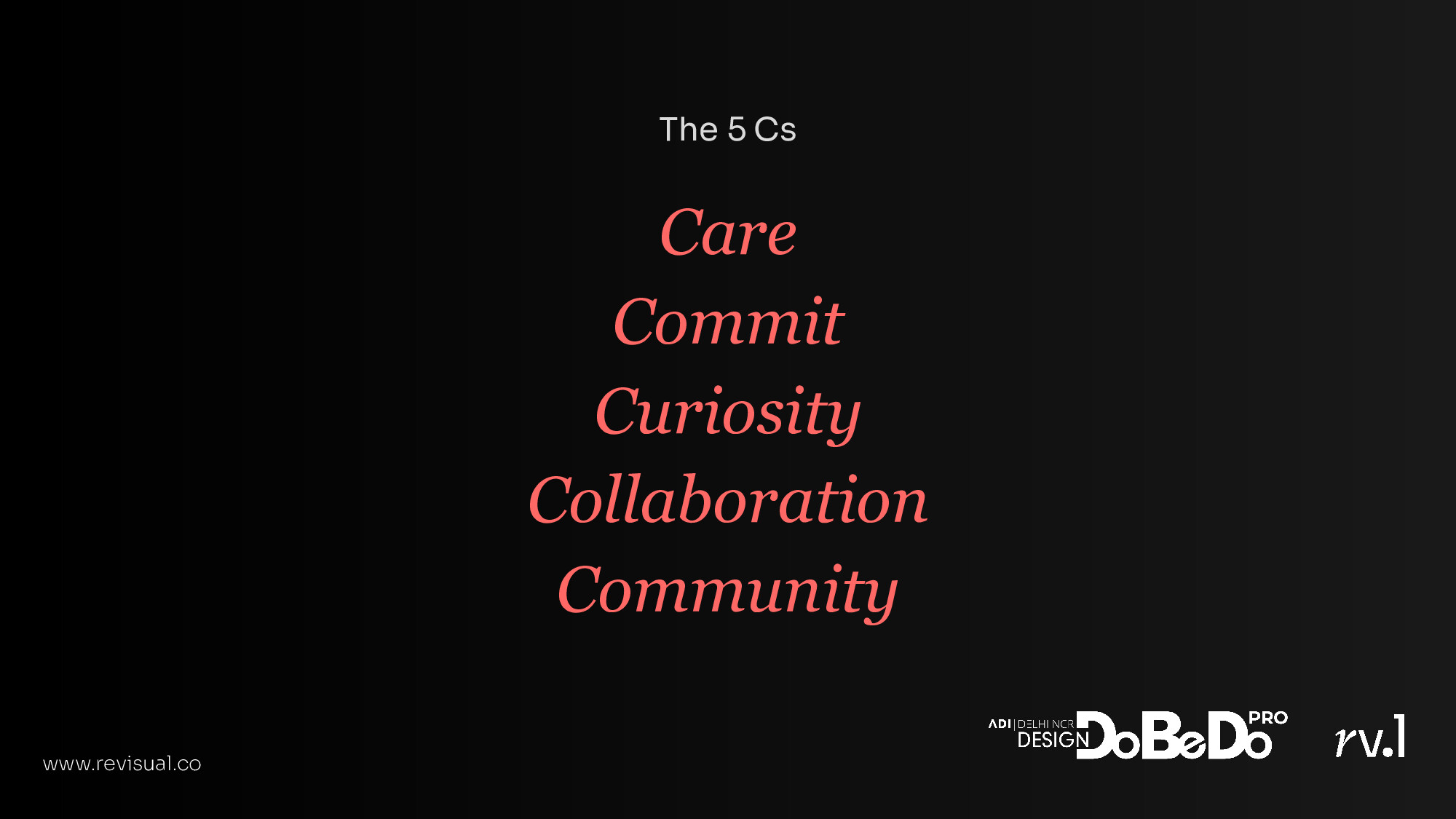 The 5 Cs — Care, Commit, Curiosity, Collaboration, Community