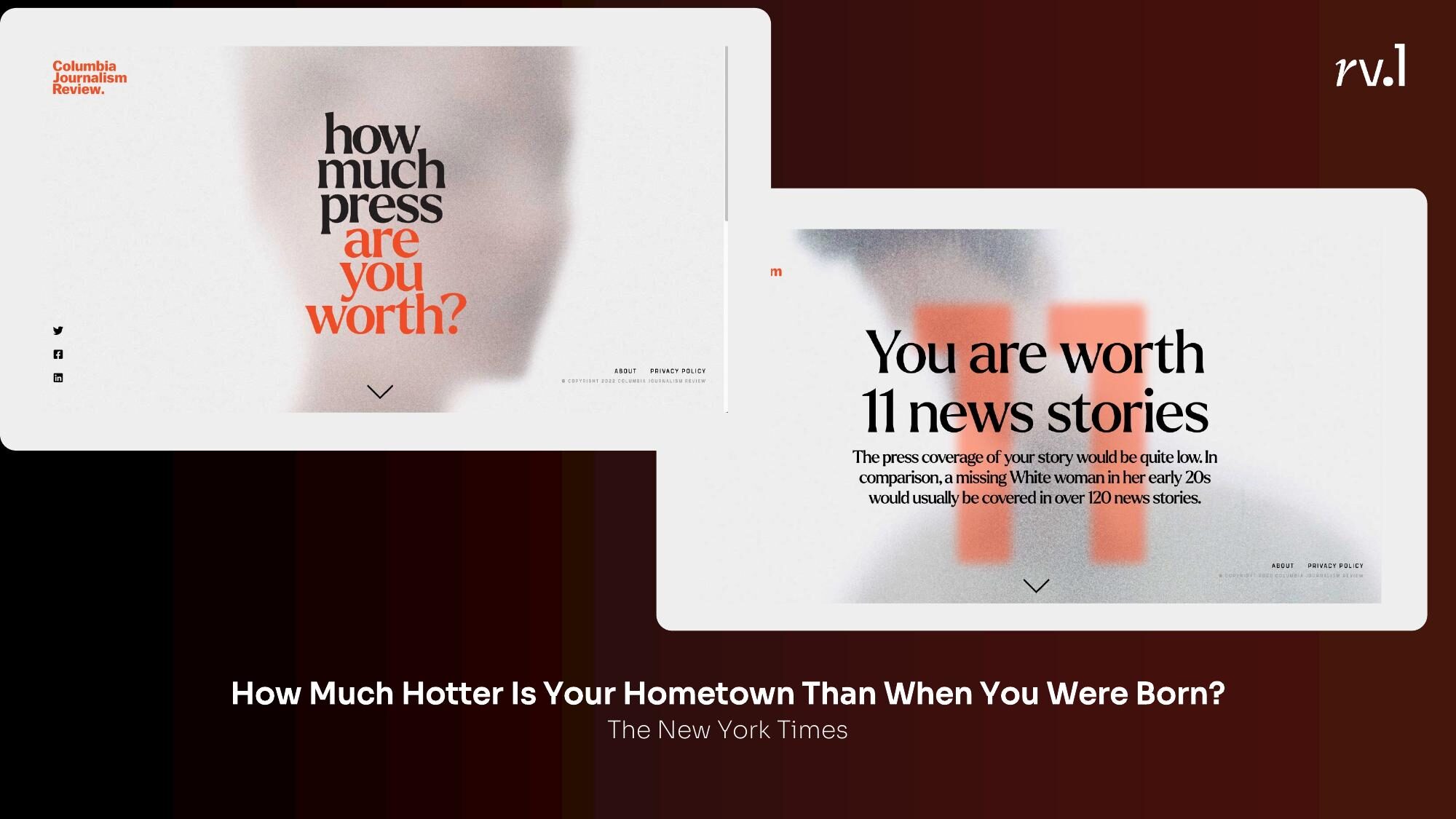 Inserting the reader into the story — "How much press are you worth?" and "How Much Hotter Is Your Hometown?"